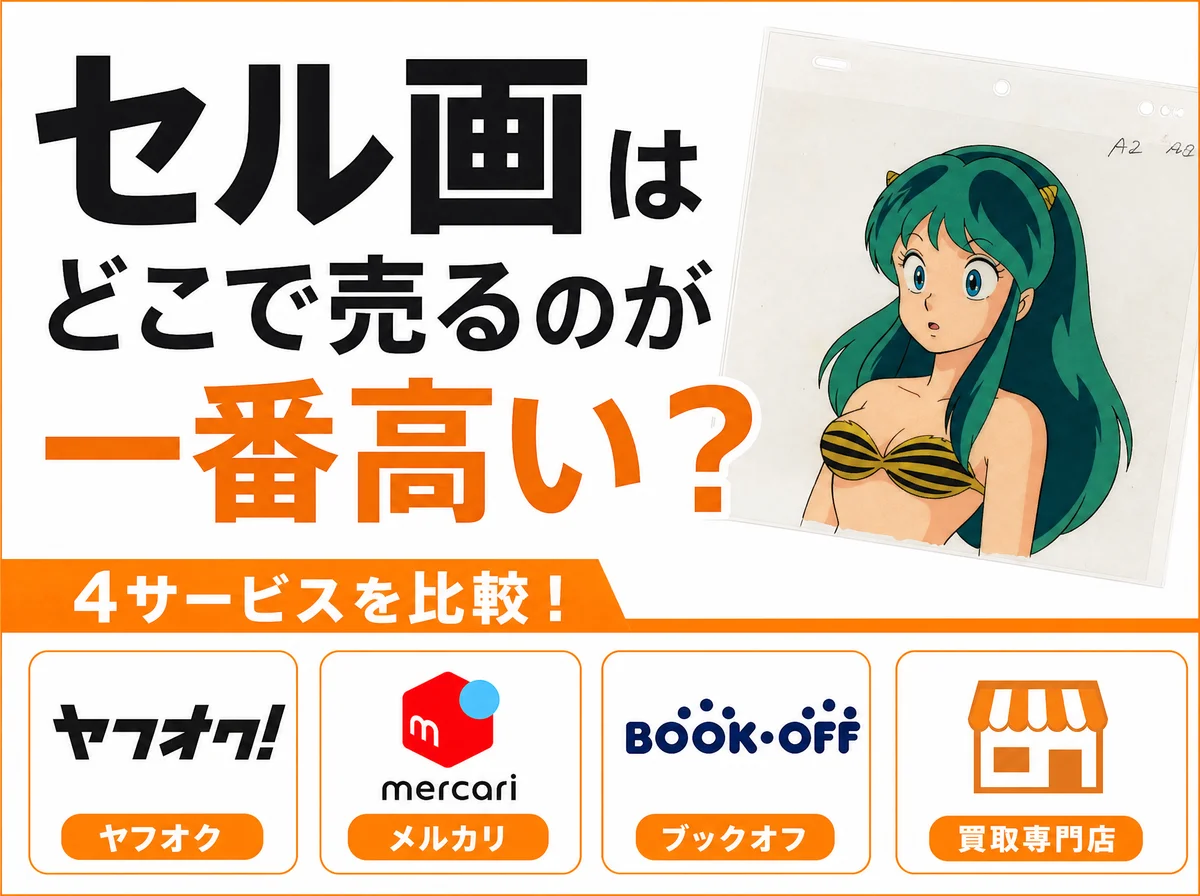 セル画はどこで売るのが一番高い?ヤフオク・メルカリ・ブックオフ・買取専門店を比較【手数料・手間・相場】