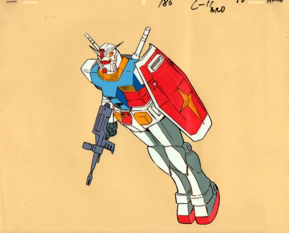 タップ穴とカット番号のあるガンダムのセル画